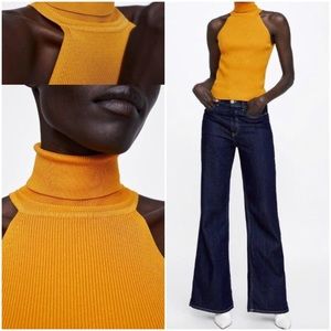 NWT ZARA SLEEVELESS RIBBED TURTLENECK
